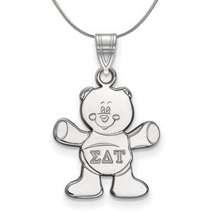 Sterling Silver Sigma Delta Tau Small Pendant Necklace - 24 Inch